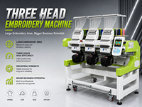 Machine à broder FUJA à grande vitesse à 3 têtes, informatisée, 12 à 15 aiguilles, pour broder des logos sur des casquettes, des t-shirts, des broderies plates, avec certifications CE et ISO