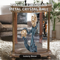 Ornements de style européen de luxe en cuivre et boule de cristal, décorations créatives Art Déco pour la maison et le bureau, feuille de blé en fer