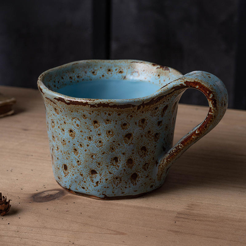 Mini tasse de petit-déjeuner cuite au four à motif léopard bleu foncé