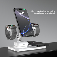 Produits tendances Nouveautés Chargeur sans fil magnétique 5-en-1 15W QC3.0/PD2.0 Professionnel Tout-en-un pour iPhone Smart