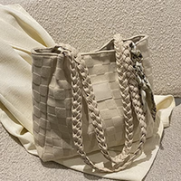 Sac fourre-tout en toile polyvalent incontournable pour femme, grand format, texture à carreaux, idéal pour le travail, le shopping et les voyages