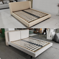 Vente directe d'usine de lit en tissu d'agneau en bois massif de style nordique meubles de chambre à coucher italien de luxe moderne ensemble de lit King Size