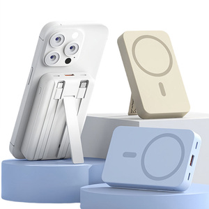 Schitec siêu mỏng Magnetic 15 Wát ngân hàng điện không dây 10000mAh với 2 cách xây dựng trong cáp và điện thoại chủ - Product Image 3