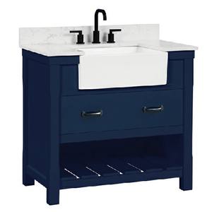 Meuble-lavabo de salle de bain Senyu Farmhouse bleu marine de haute qualité, style américain - Product Image 1