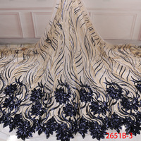 Dentelle en tulle brodée de fleurs dorées, élégante et scintillante, avec des paillettes luxueuses, pour robe de mariée NI.AI