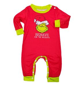 ชุดนอนคริสต์มาสทำจากโพลีเอสเตอร์ของผู้ชายชุดนอนแขนยาวสีแดงเข้าคู่กับแม่เด็กสไตล์ยุโรปอเมริกาสำหรับฤดูหนาว - Product Image 2