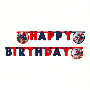 Guirnalda de Papel de Spiderman para Feliz Cumpleaños, Decoración de Fiesta de 2 Metros, 2 Piezas en Bolsa - Product Image 2