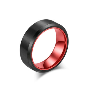 Matte <b>Titanium</b> Steel Two Tone <b>Ring</b> Anodized Aluminum Geometric Shape Unisex Fashion Jewelry Gift - Product Image 5
