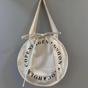 Sac fourre-tout en toile de coton en gros, forme ronde, durable, en tissu épais 16oz, avec votre logo personnalisé, toile circulaire - Product Image 1