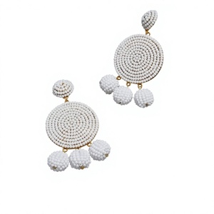 Top Tendance bijoux Perles broderie Boucles d'oreilles de forme ronde d'Inde boucles d'oreilles faites à la main pour femmes et filles look classique - Product Image 6