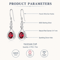 Boucles d'oreilles pendantes en argent 925 avec grenat naturel de Madagascar, couleur feu de haute qualité, design floral vintage, plaqué rhodium