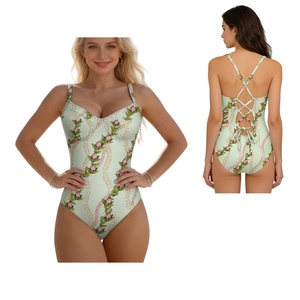 Costume intero da donna alla moda hawaiano Puakenikeni Lei Island, con schiena incrociata, sexy, stile streetwear, aderente, ideale per feste - Product Image 1