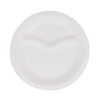 Assiette de bagasse de canne à sucre jetable biodégradable de haute qualité 100% assiettes de bagasse rondes à 2 compartiments