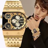 Montre homme Oulm HT9315 multi fuseaux horaires, grand cadran lumineux, acier inoxydable, montre à quartz décontractée, ensemble cadeau pour homme avec bracelet