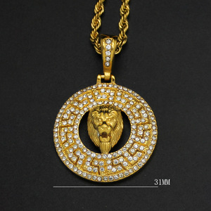 ฮิปฮอปสิงโตหัว CZ zircon เหรียญสแตนเลสชุบทองเครื่องประดับสร้อยคอเครื่องประดับแฟชั่นดีสำหรับผู้ชายขายส่ง - Product Image 6