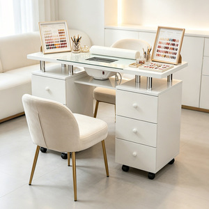 Table de manucure avec repose-mains et collecteur de poussière, bureau de maquillage haut de gamme pour salon de manucure, spa de beauté et studio professionnel - Product Image 5