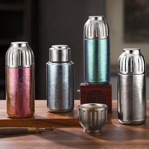 Pure Titanium Insulated Water Cup Double Walled Magnetic Closure Portable Tea Brewing Tumbler Travel Use - Product Image 1