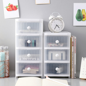 Desktop Drawer Storage <b>Box</b> 4 Tier Transparent With <b>White</b> Frame For Office Stationery Cosmetics And Sundries Organizing - Product Image 1