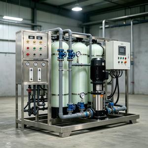 Système d'osmose inverse FRP, purificateur d'eau RO monté sur châssis en acier inoxydable avec <span class=keywords><strong>pompe</strong></span> de surpression et filtration multi-étapes - Product Image 3