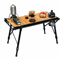 Table tactique portable IGT à roulettes, cadre en aluminium, pliable, réglable, pour le camping, le pique-nique, le barbecue, bureau extérieur