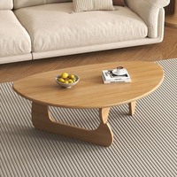 Table basse en bois massif pour petits salons, style scandinave moderne et minimaliste, verre transparent inspiré d'Isamu