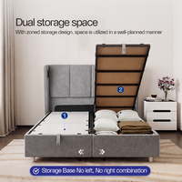 Lit de repos de luxe en bois européen rembourré et réglable, taille King ou Queen, avec rangement, idéal pour appartement