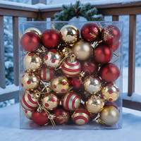 50 pièces de boules de Noël incassables de 6 cm pour décorations suspendues (assortiment rouge et or, imprimées en sérigraphie)