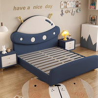 Lit pour enfants en bois de style nouveau design, lit pour enfants en bois massif bleu, meubles de lit pour enfants, lit pour garçons de taille Queen