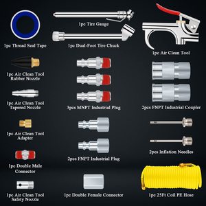 Nouvel ensemble de 20 pièces de pistolets souffleurs pneumatiques à connexion rapide, série 1/4 NPT, kit de tubes pour automatisation industrielle - Product Image 2