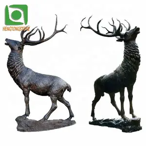 Outdoor Customized Bronze Color Fiberglass Animal Deer Elk Sculpture