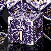 LuxeRoll Hollow Octopus Metal Dice Set Silver Purple 7Pcs Polyhedral DND for DND Tabletop RPG Game Call Cthulhu Dice Wholesale
