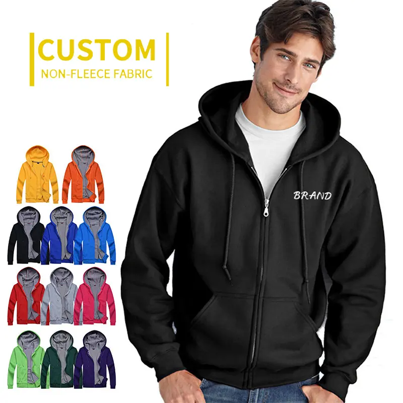 LOGO Custom Men'S Zipper Hoodie High Quality Full Zipper Hoodie Men'S Sweater Zip Up Jogger Coat