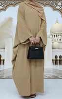 Abaya ouverte personnalisée en gros 2026, ornée de perles noires, pour femme musulmane, robe à manches longues, en polyester respirant, confortable à porter