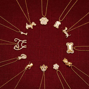 สร้อยคอรูปสัตว์น่ารัก <span class=keywords><strong>ลูก</strong></span>แมว <span class=keywords><strong>ลูก</strong></span>สุนัข วัสดุสแตนเลสชุบทอง 18K ประดับคริสตัลรูปกระดูกอุ้งเท้า  แฟชั่นสำหรับคนรักสัตว์เลี้ยง - Product Image 1