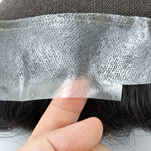 Parrucche Personalizzate in Capelli Vergini Australiani e Indiani con Base in Pizzo e PU Sottile Intorno, Parrucca da <span class=keywords><strong>Uomo</strong></span> con Stile a Onda Naturale - Product Image 2