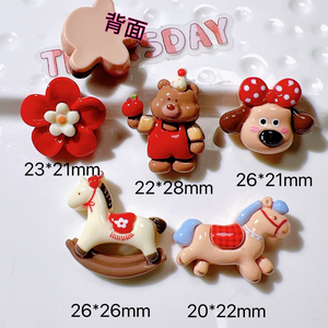 Декоративные элементы из смолы: кабошоны в форме медведя, лошади, деревянные фигурки, для дизайна ногтей, аксессуары для рукоделия, заколки для волос, украшения для чехлов для телефонов - Product Image 2