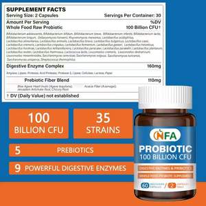 Precios de fábrica Cápsulas probióticas con suplementos de 100 Bilon CFU Apoya la salud digestiva y las cápsulas del sistema inmunológico - Product Image 2