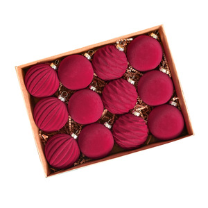 Juego de Bolas de Navidad de Terciopelo, 16 Piezas, 6 cm y 8 cm, Color Rojo <span class=keywords><strong>Vino</strong></span>, Adornos Colgantes para Árbol, Decoración para Fiestas Navideñas, Decoración Interior del Hogar - Product Image 5