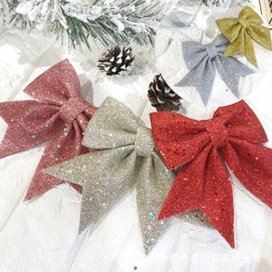 LK Christmas Tree Hanging Ornament Bow Decoration <b>Cloth</b> <b>Material</b> 4-Color Printed Ribbon Wreath - Product Image 4