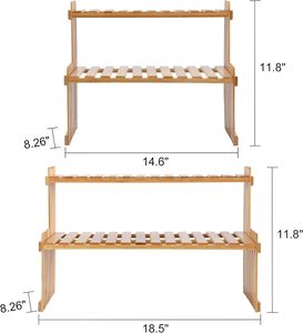 Pianta di bambù regolabile da 14.6 pollici (37.1 Cm) supporto <span class=keywords><strong>per</strong></span> scrivania fioriera decorazione <span class=keywords><strong>per</strong></span> ufficio portaoggetti da <span class=keywords><strong>cucina</strong></span> a 2 strati supporto <span class=keywords><strong>per</strong></span> tavolo - Product Image 2