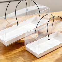 Boîte de transport en plastique transparent avec poignée pour gâteaux, conteneur transparent pour desserts, emballage pour gâteaux roulés et pâtisseries