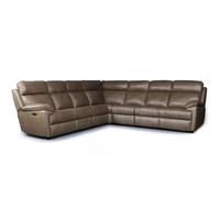 Sofá Seccional en Forma de L de Microfibra Marrón, Reclinable Eléctrico, Diseño Modular, con Consola Central de Almacenamiento para el Hogar