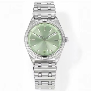 Montre mécanique automatique avec réserve de marche, logo OEM, simple et élégante, incrustée de diamants, lunette en saphir, tendance - Product Image 1
