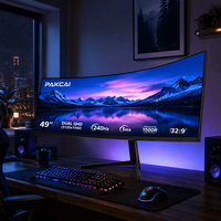 Moniteur incurvé ultra-large 49 pouces 240 Hz 1 ms IPS DQHD, directement de l'usine, moniteur de trading et de jeu 120 Hz pour projets de bureau