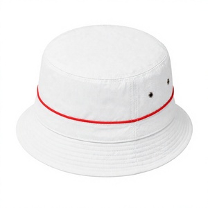Bob blanc premium avec passepoil rouge et œillets métalliques – Unisexe, décontracté, pour l'extérieur, l'été, la plage, les voyages, la pêche, casquette tendance - Product Image 4