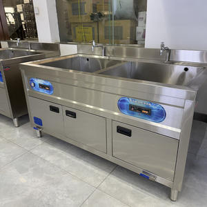 เครื่องล้างผักผลไม้สำหรับร้านอาหารอุตสาหกรรม ใช้ระบบฟองอากาศและน้ำไหล ล้างด้วยถังคู่ เครื่องล้างจานอัลตราโซนิก - Product Image 5