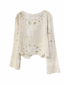 Camicetta <span class=keywords><strong>in</strong></span> <span class=keywords><strong>Pizzo</strong></span> alla Moda per Donna, Elegante e Giovanile, Tinta Unita, Camicia <span class=keywords><strong>in</strong></span> <span class=keywords><strong>Pizzo</strong></span> Larga e Casual, Top da Ufficio per Signora 8952 # # - Product Image 4