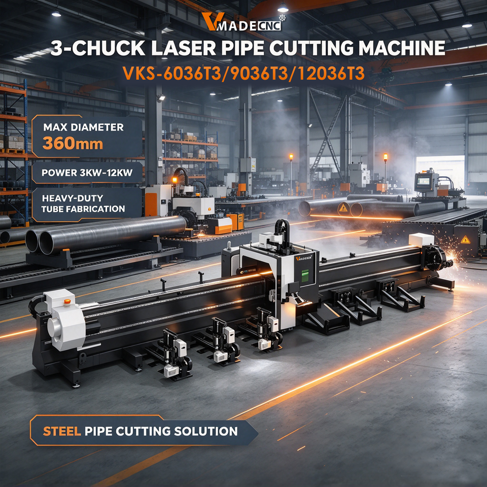 1500W Fiber Laser Rohr Laser Tube Cutter Three Chucks 8-120mm for Metal ...