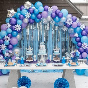 Ensemble de ballons confettis flocons de neige bleu argenté métallisé pour filles et femmes, décorations de fête d'anniversaire sur le thème de l'hiver - Product Image 6