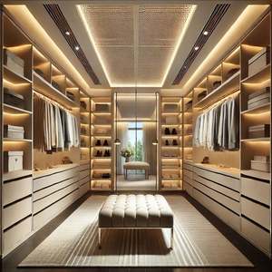 Modern Light Luxury Walk-in Closet System Custom Built-in <b>Wardrobe</b> Design with LED Lighting and Glass Doors - Product Image 5
